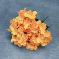Vibrant orange-red gradient 5-fork faux hydrangea bouquet with realistic petals - New Orange Without Leaves