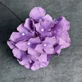 Künstlicher violetter Hortensienkopf mit realistischen Seidenblättern und Blütenstempel - Ohne Stiel / Dunkellila