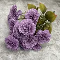 Faux 13-head carnation bouquet in light purple with green leaves for home decor - Purple
