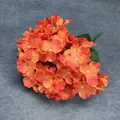 Vibrant orange artificial hydrangea bouquet with gradient petals and green leaves - New Orange Red Without Leaves