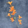 Einzelner Stiel orangefarbene künstliche Lilie mit grünen Blättern für Hochzeitsdeko - Orange