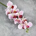 Single stem artificial pink orchid with detailed texture and nine blooming flower heads - No.11 Pink
