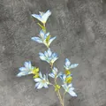 Artificial rain lily branch with realistic blue silk gradient petals and green leaves - Blue