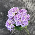 Lifelike purple 5-head silk hydrangea bouquet with natural gradient petals and green leaves - Purple