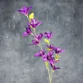 Artificial rain lily flower in deep purple color with green leaves for home decor - Dark Purple