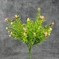Pink and purple artificial gypsophila bouquet with green leaves and yellow stamens - Purple Floral