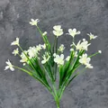 Artificial white wildflower bush with green stems for home and garden decoration - White
