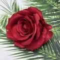 Deep red artificial rose head made of matte fabric for wedding wall and DIY decor - Red