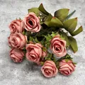 Bouquet artificiel de pivoines et roses vieux rose avec baies d'automne décoratif - Rose / Corail