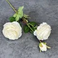 Franse stijl kunstmatige witte roos met twee bloemen en een knop voor decoratie - Wit