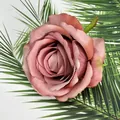 Artificial matte fabric rose head in vintage dusty pink for wedding wall decor - Light Coffee