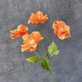 Artificial orange anemone branch with four lifelike flowers for home and wedding decor - Orange
