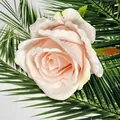 Delicate light pink matte cloth artificial rose with green leaves for wedding decor - Light Pink