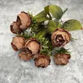 Bouquet de pivoines artificielles caramel vintage avec 9 têtes pour décor d'intérieur - Pivoine / Café foncé