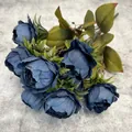 Bouquet de pivoines artificielles bleu foncé avec pétales en tissu réalistes - Pivoine / Bleu marine