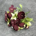 Artificial deep burgundy rose bouquet with silk petals for wedding home decoration - Dark Red
