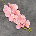 Künstlicher Orchideenzweig mit rosa Seidenblüten und grünen Knospen für Deko - Rosa