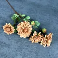 Artificial 6-head apricot dahlia branch with four silk blooms and two buds for decor - Brown