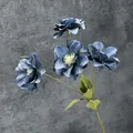 Blue artificial clematis flower stem with layered petals for home decor - Haze Blue