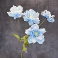 Artificial anemone branch with four light blue flowers for home and wedding decor - Blue