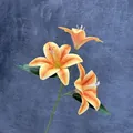 Lis artificiel orange à trois têtes avec pétales 3D pour décor de mariage - Orange