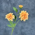 Artificial 3-head dahlia flower in vibrant orange yellow for home wedding decor - Orange