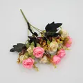 Artificial 10-head rose bouquet in pink and cream for wedding and home table decoration - Pink