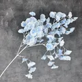 Artificial light blue trumpet flower branch with white stems for elegant home decor - Blue