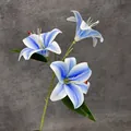 Lis artificiel à trois têtes avec dégradé blanc et bleu roi pour la décoration - Bleu