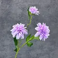 Vibrant purple artificial dahlia branch with three blooming heads for home decor - Purple
