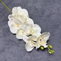 Naturgetreue 3D-Druck Orchidee in Weiß mit 9 Blüten und grünen Knospen für Deko - Milchweiß