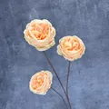 Rose Austin artificielle à 3 têtes orange champagne pour décor de mariage et maison - Champagne foncé