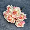 Künstlicher Rosenstrauß mit 7 Köpfen in Rosa-Weiß für Hochzeit und Heimdekoration - Rosa Champagner