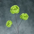 Roses artificielles Austin vert vif à trois têtes pour la décoration de maison chic - Vert