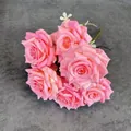 Rosa künstlicher Diamant-Rosenstrauß mit sieben Seidenblumen für die Wohndekoration - Rosa