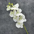 Elegant 7-head white artificial Phalaenopsis orchid branch with PU texture for decor - White
