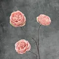 Tige unique de rose Austin artificielle rose clair avec trois têtes de fleurs en soie - Chair