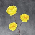 Roses Austin artificielles jaunes à 3 têtes pour une décoration intérieure élégante - Jaune