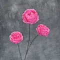 Rose d'Austin artificielle rose vif à trois têtes avec pétales superposés réalistes - Rouge Rose