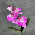Faux Phalaenopsis orchid in magenta purple with realistic PU petals and green leaves - Flower Purple