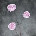 Rose Austin artificielle avec trois têtes de fleurs dégradées violettes et branches - Rose Violet