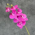 Single stem artificial magenta orchid with eight blooming flowers for home decoration - Purplish Red