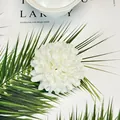 Artificial white chrysanthemum flower head made of layered fabric for DIY decor - White