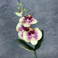 Enkele steel paarse en lichtgele kunstmatige orchidee met realistische PU-textuur - Groen