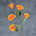 Lebhafter orangefarbener Kunstblumenstrauß mit 5 Köpfen und naturgetreuen Blättern - Orange
