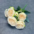 Bouquet de pivoines artificielles champagne à 5 têtes pour décoration de mariage - Champagne