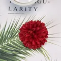 Artificial deep red hydrangea flower head made of layered fabric for DIY hair accessories - Red