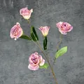 Einzelner künstlicher Eustoma-Zweig mit 5 Blütenköpfen in rosa-violettem Farbverlauf - Helllila
