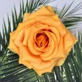 Künstliche 3-Kopf-Diamantrose mit leuchtend orangen Stoffblüten und realistischer Textur - Orange
