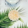 Artificial cream hydrangea flower head on green leaf for DIY wedding decor - Champagne